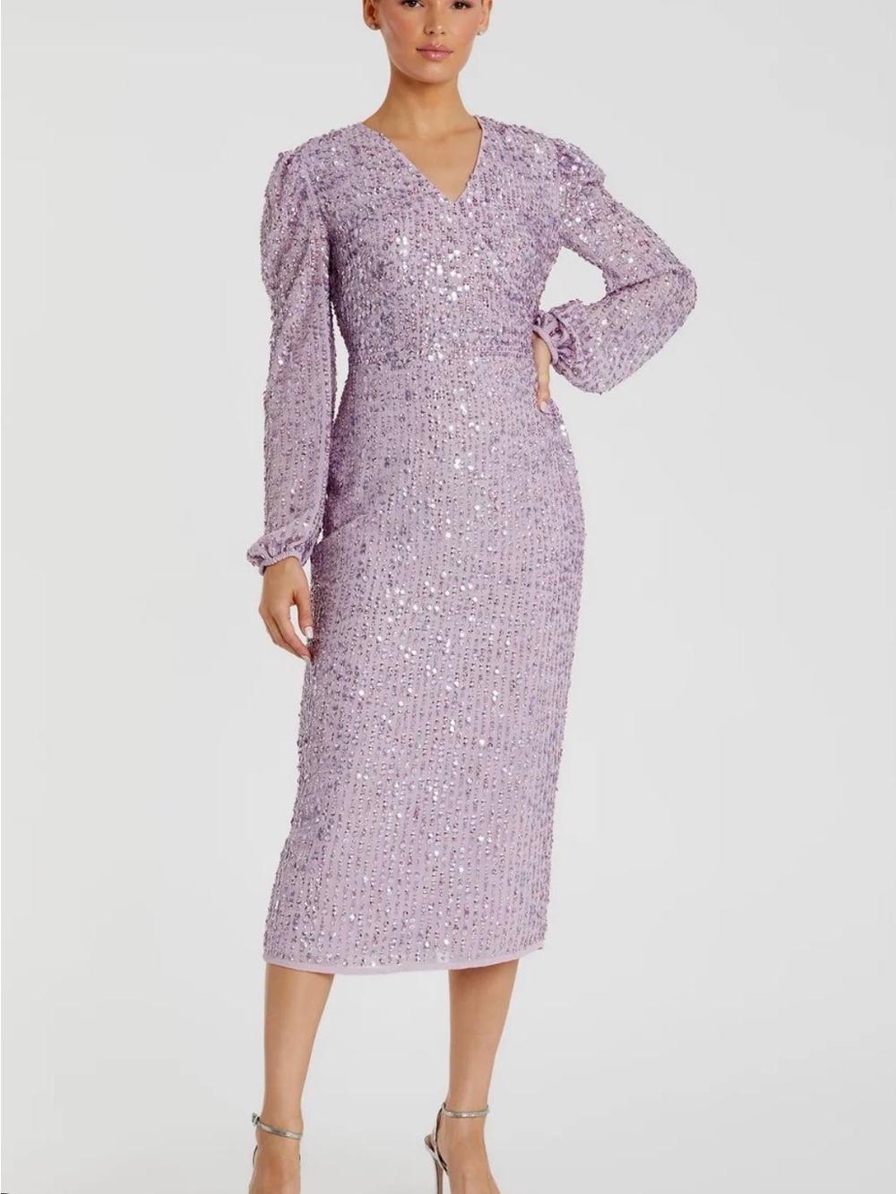 Mac Duggal Style 107641 Sequin Midi Cocktail Dress – Size 4